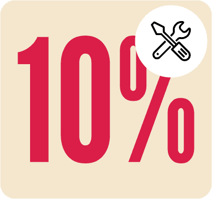 - Få 10% rabatt på arbetskostnader.